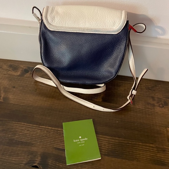 Kate Spade navy white saddle bag crossbody purse - Picture 2 of 7